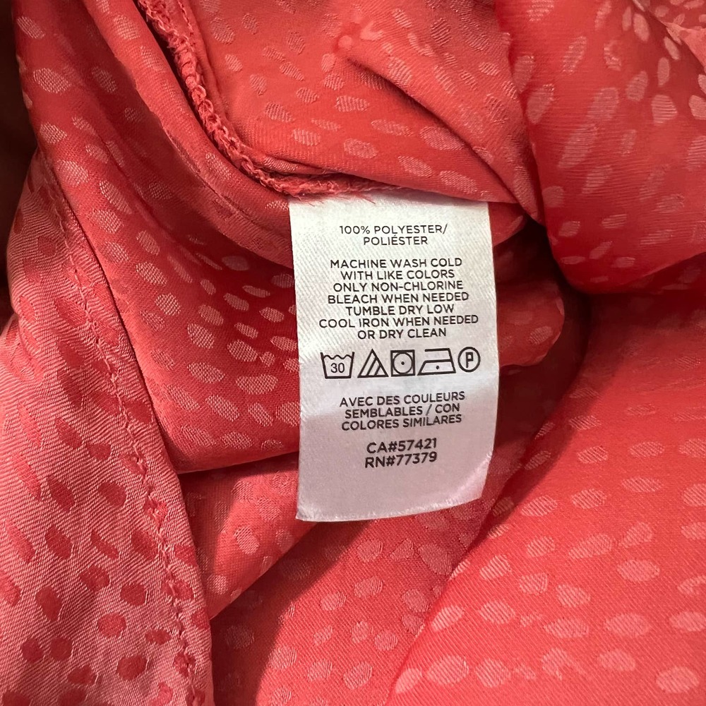 ✨SOLD✨Ann Taylor Pink Pin Dot Satin Flutter Sleeve Blouse - Picture 6 of 6
